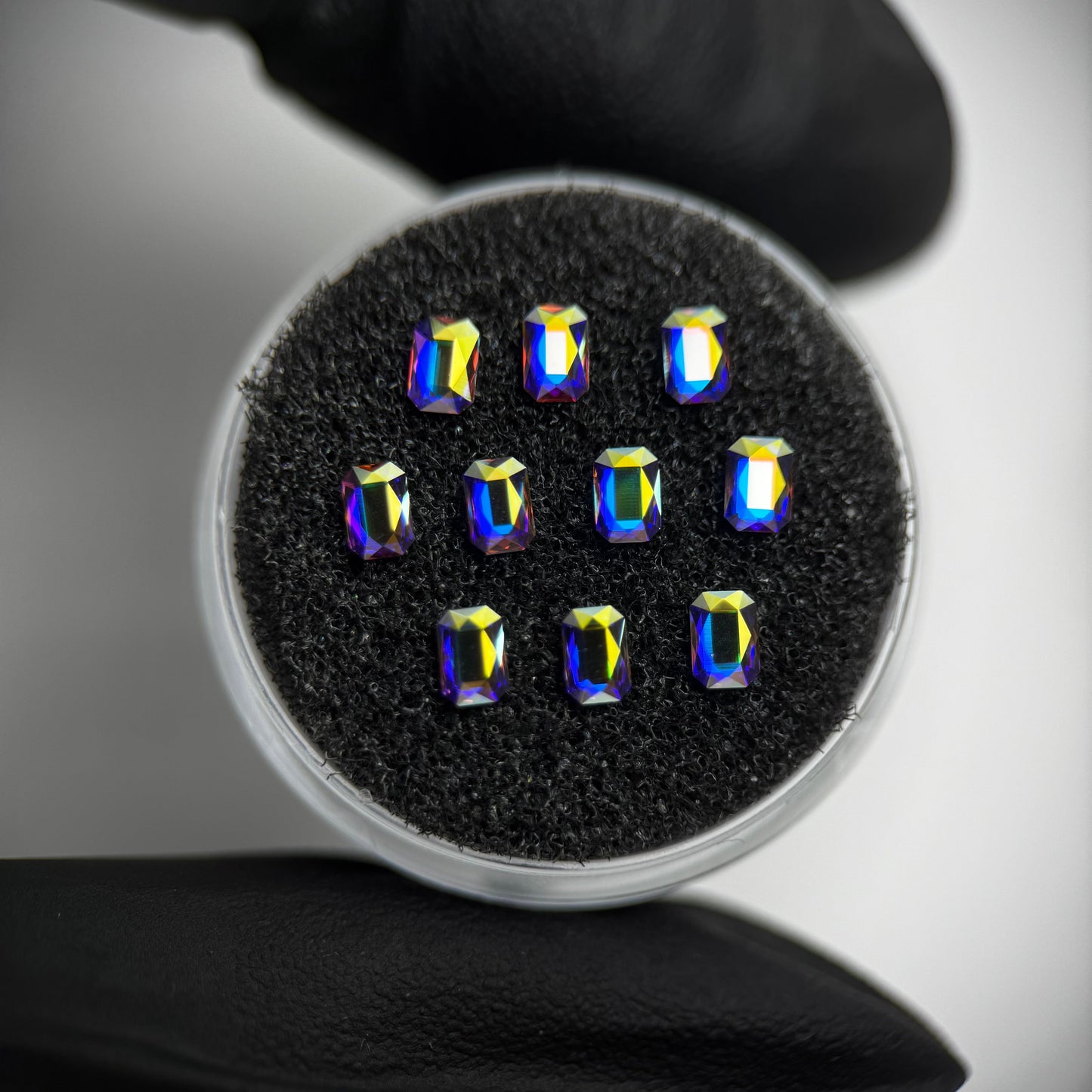 Pack 10 gemas dentales Emerald cut - Crystal AB